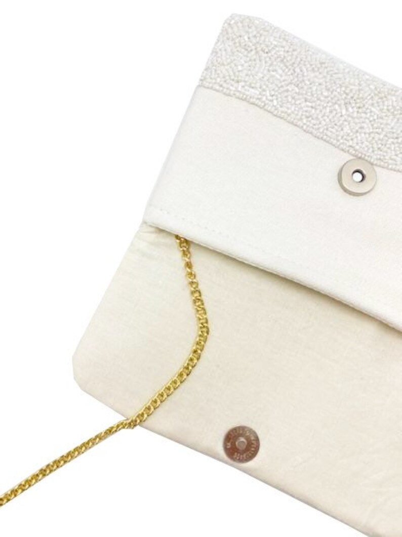 Beaded Bride Clutch Purse / Snap Closure / Chain Shoulder Etsy