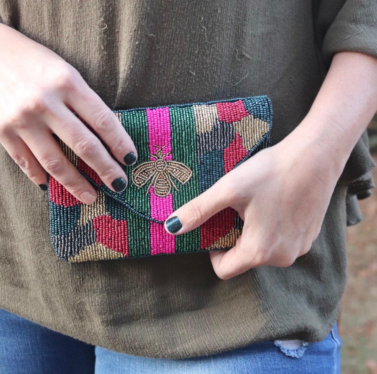 Rainbow Bee Beaded Clutch — Clutches America & Beyond