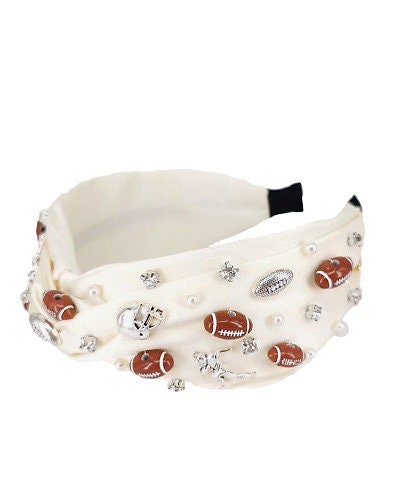 Fascia Capelli Calcio Con Perle E Strass - Accessorio Giornata Partita Regolabile