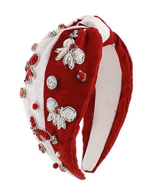 Game Day Bow Headband / Gameday Beaded Rhinestone / Twist  display picture 2