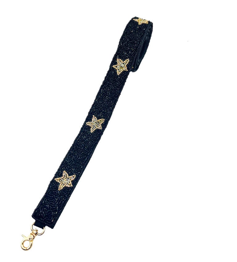 Black Gold Box Bag Purse Stars / Beaded / Zipper Closure Black Gold Box Bag Purse Stars / Beaded / Zipper Closure