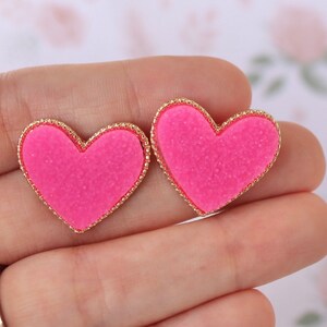 Druzy Heart Stud Earrings / Choose Your Color / Gifts for Her / Studs / Girl Present / Valentines Day / Valentine Present / Kitschy Jewelry