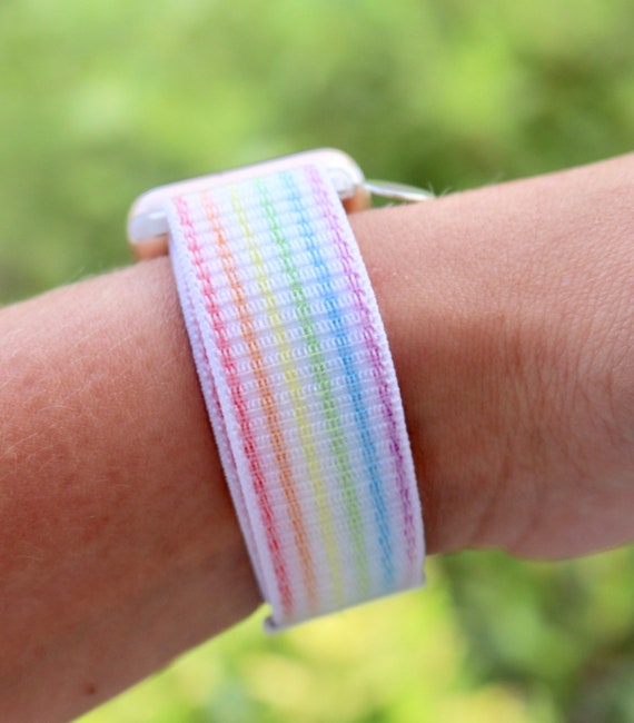 Rainbow Apple Watch Band 38mm 40mm 41mm Stripe Fabric Pastel Primary Smart Watch Bracelet Magnetic Adjustable Pride Gifts Etsy UK