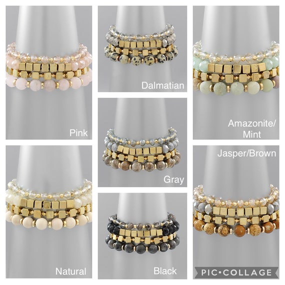Perlen Armband Set / Vierer Set / Metall Glas Perlen / Gold Stretch / Boho  Boheme Stil / Stapelbar Arm Candy / Geschenke für sie Bead -  Schweiz