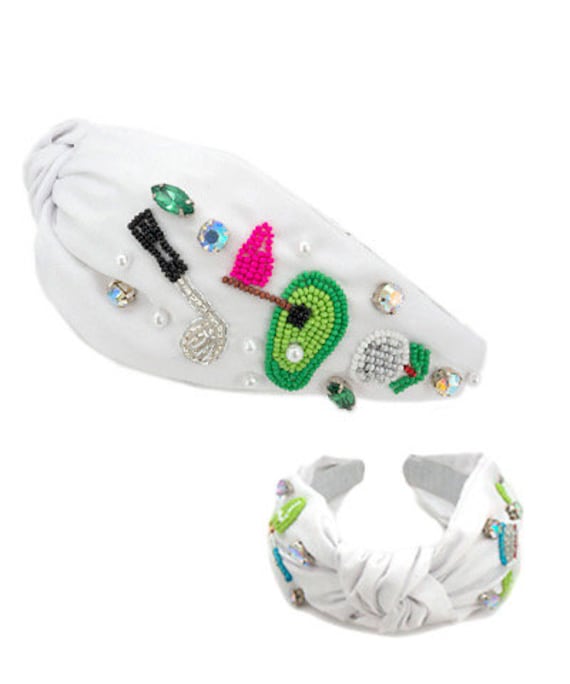 Golf Headband / Game Day Beaded Rhinestone Pearl Jewel  display picture 1