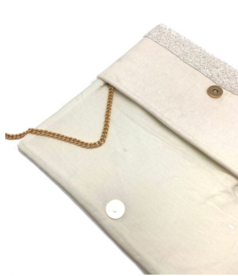 Beaded Bride Clutch Purse / Snap Closure / Chain Shoulder Etsy