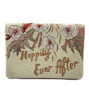 Bolso de embrague con cuentas Happily Ever After / Cierre a presión / Correa de hombro de cadena / Cuenta de semilla / Regalo de boda / Regalo de despedida de soltera / Metales mixtos