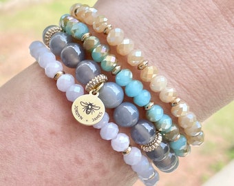 Lot De 4 Bracelets Bohème - Perles Multicolores, Réglables, Fait Main
