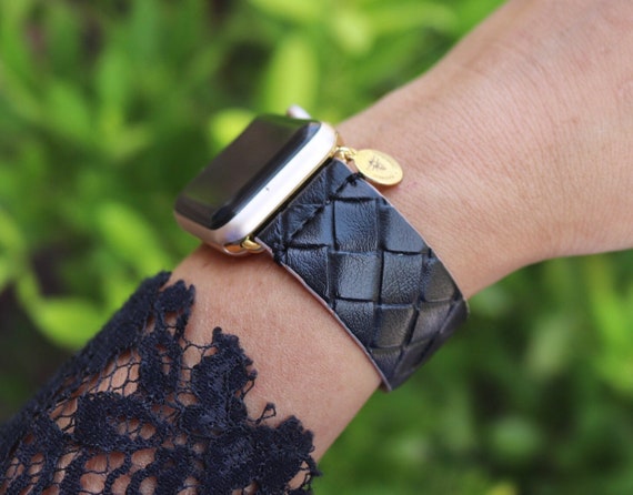 Braided leather 2025 apple watch band