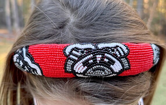 Game Day Bulldog Headband / Gameday Beaded Seed Bead / UGA  display picture 1