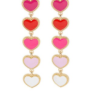 Herz baumeln Ohrringe / Valentinstag Schmuck / Statement Schmuck / Multicolor Rosa Weiß / Geschenke für Sie / Mädchen Geschenk / Valentinstag