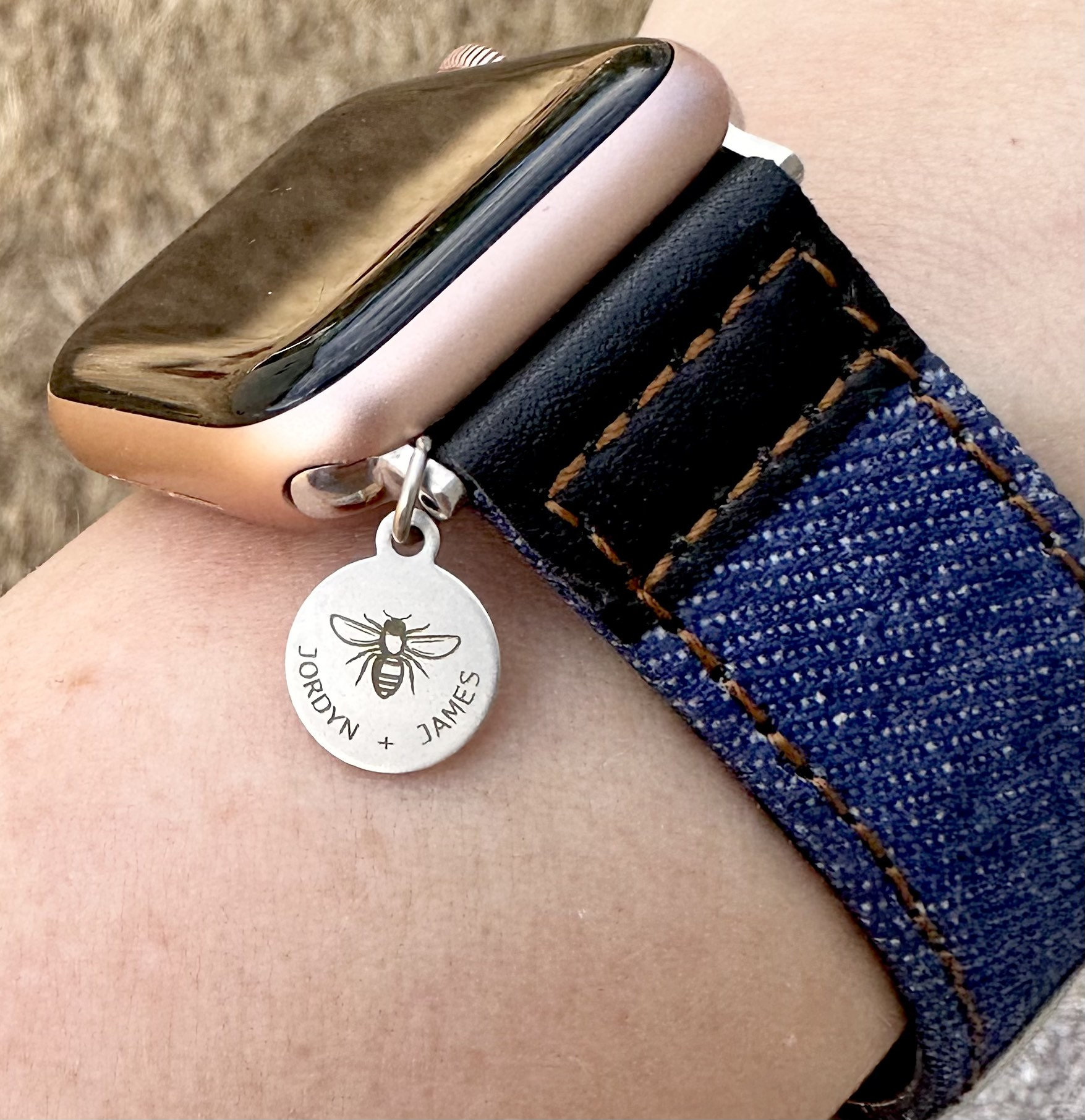 Genuine Leather Denim Watch Band / Apple Watch Compatible 