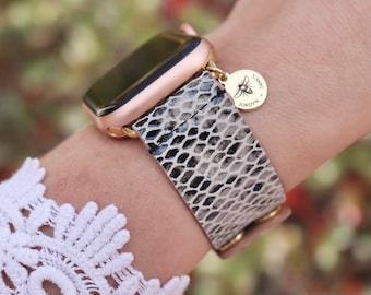 本革スネークスキンウォッチバンド / Apple対応 / 厚いクリスクロス / ブラウンまたはブラック / ゴールドハードウェア / 38 mm 40 mm 41 mm スマート