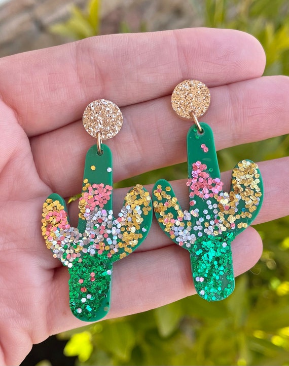 Acrylic green Cactus Earrings Acrylic green Cactus Earrings