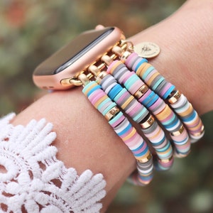 Rainbow-horlogeband / compatibel met Apple Watch / kleikralen / Veelkleurig / 38 mm 40 mm 41 mm GROOT / smartwatch-stretcharmband / magnetisch