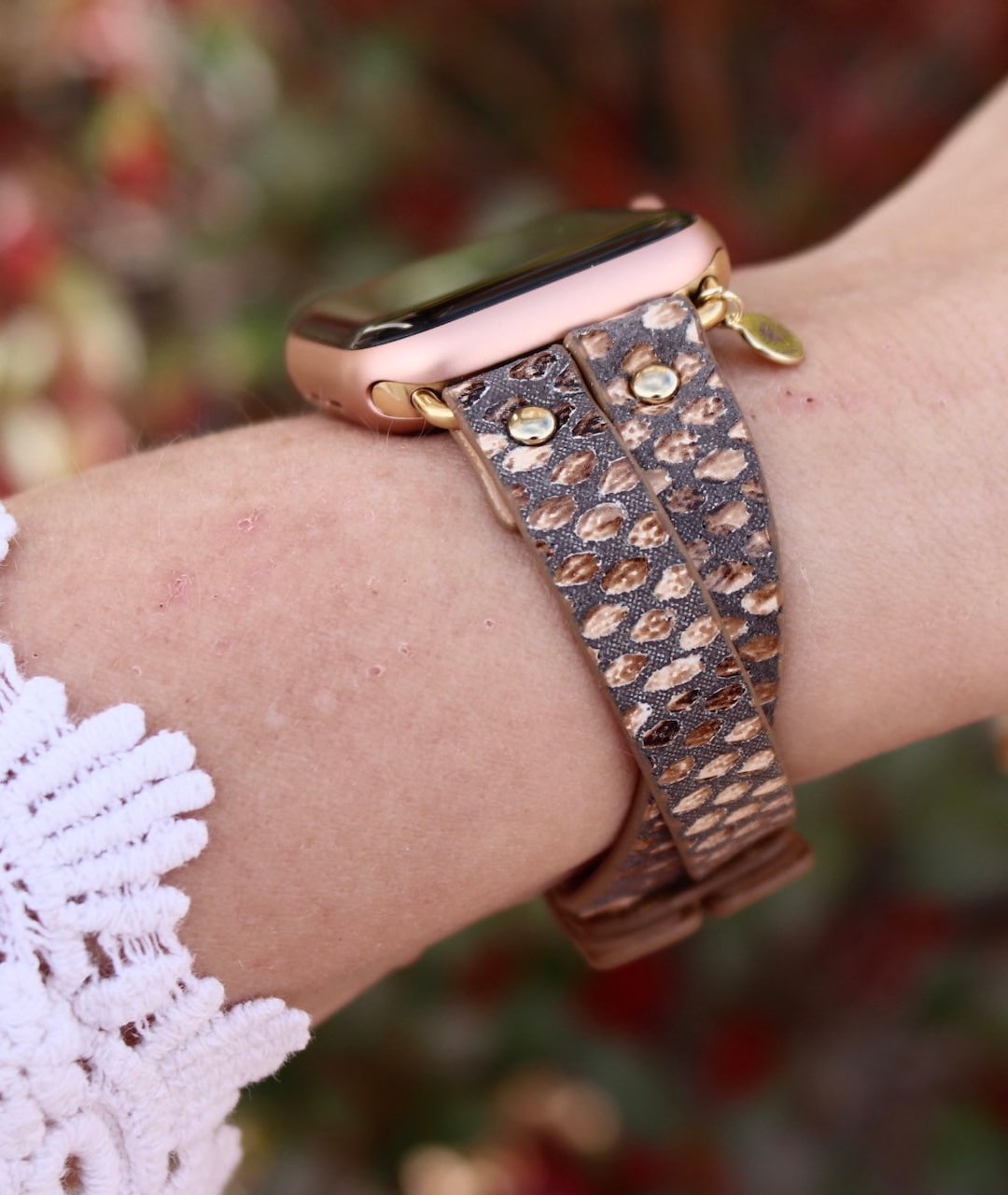 Buy Snakeskin Leather Watch Band Compatible With Apple Thick