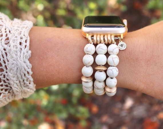 Marble beaded apple watch band deals