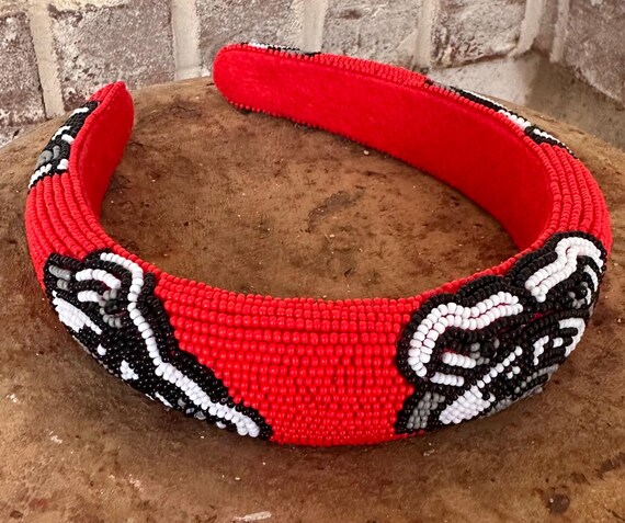 Game Day Bulldog Headband / Gameday Beaded Seed Bead / UGA  display picture 2