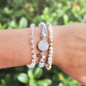 Druzy Bracelets / Iridescent Faceted Beaded Stretch / Set of Three 3 / Choose Your Color / Arm Candy / Trendy Stackable Bracelet / Gifts Her