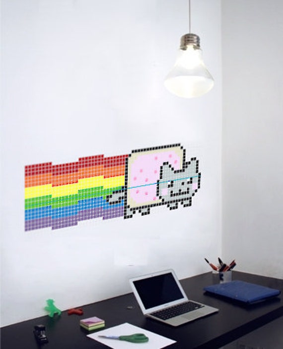 nyan cat pixel stickers decor | etsy