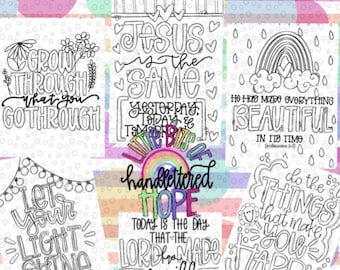Little Bits of Hope Digital/ Printable Encouraging Coloring Book - Hand Drawn and Hand Lettered Original Designs