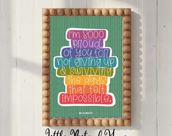 Proud of You, Encouraging, Hand-Lettered, Hand-Drawn Print, Instant Download