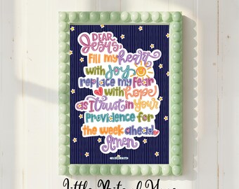 Fill My Heart with Joy Weekly Prayer Print, Encouraging, Hand-Lettered, Hand-Drawn Print, Instant Download