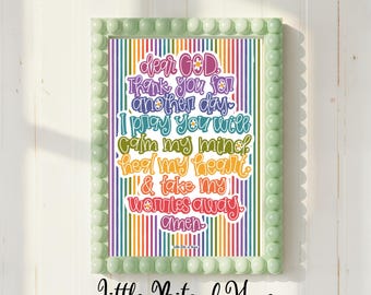 Dear God, New Week Prayer, Encouraging, Hand-Lettered, Hand-Drawn Print, Instant Download