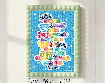 Dear Jesus, Open My Eyes and Heart, Prayer, Encouraging, Hand-Lettered, Hand-Drawn Print, Instant Download