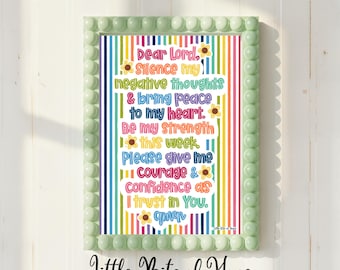 Prayer for Negative Thoughts Print, Encouragement, Hand-Lettered, Hand-Drawn Print, Instant Download