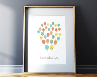 Personalisierte Stammbaum Kunst - Ballons