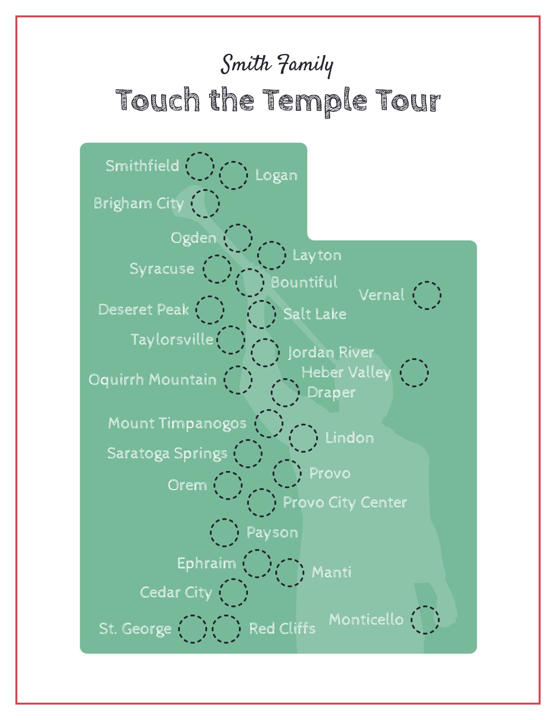 Touch the Temple Utah Temple Map - Etsy