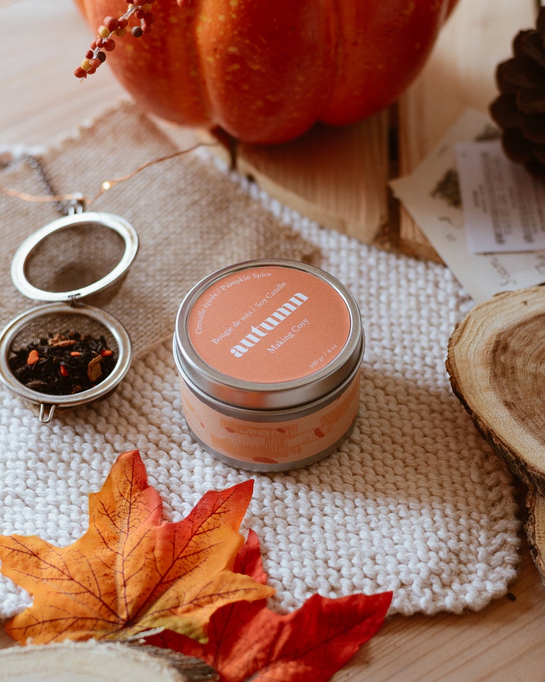 Candle Autumn Pumpkin Spice Scented Soy Candle 4oz Etsy