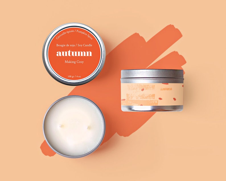 Candle Autumn Pumpkin Spice Scented Soy Candle 4oz Etsy