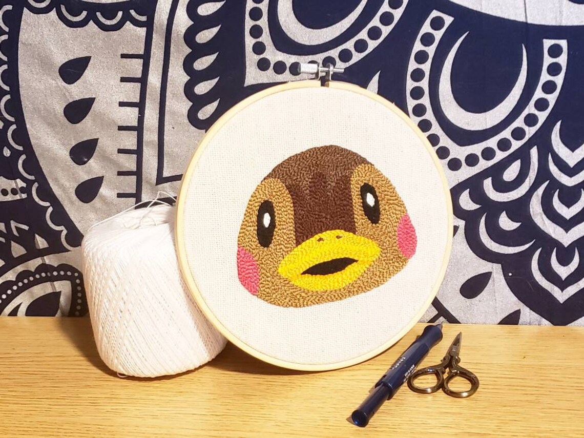 Animal Crossing characters head punch needle embroidery Etsy