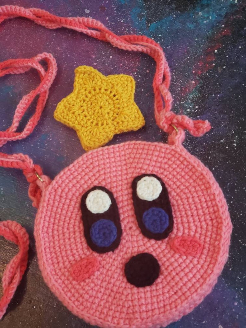 Crocheted Circular Crossbody Kirby Bag With Star Wallet Etsy
