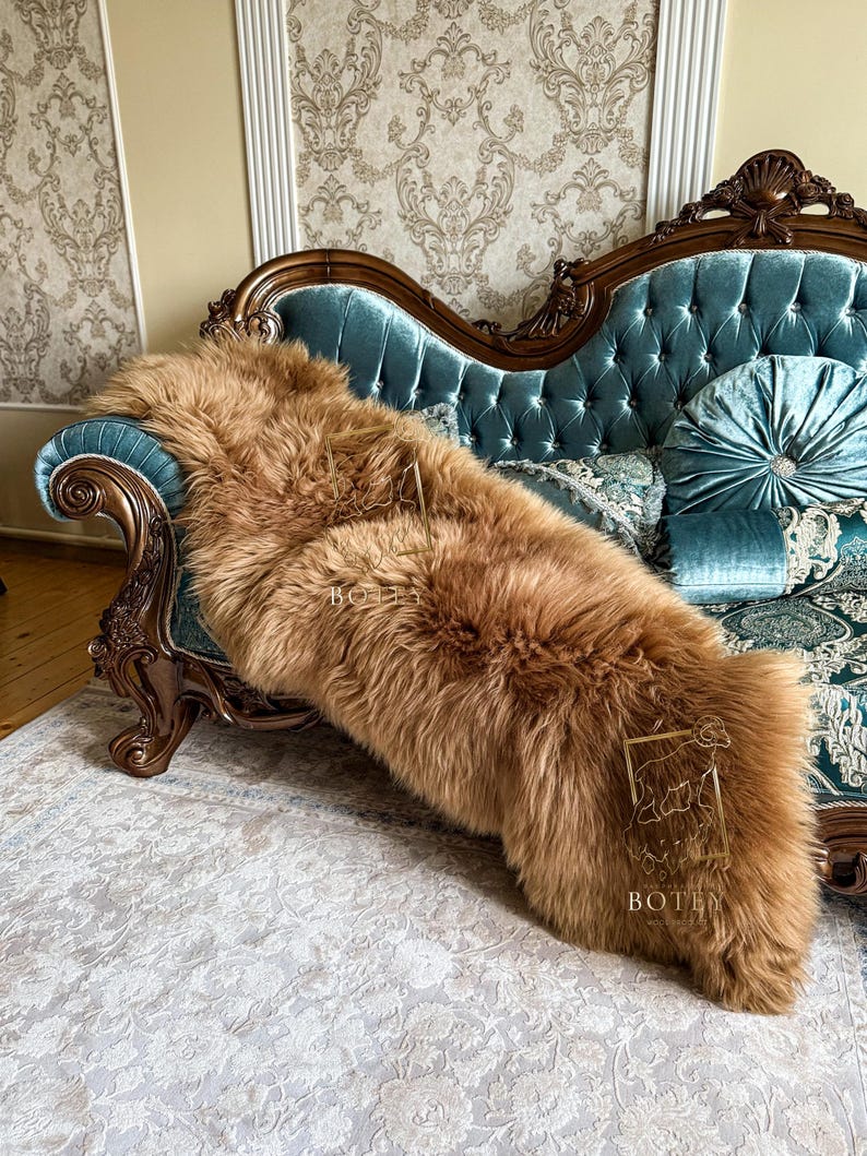 Draped Rug Images Caramel Sheepskin Rug | Handmade Fluffy Wool Chair Cover - Etsy