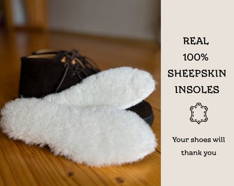 Genuine Sheepskin Insoles, Set of Pairs, 100% Wool Fleece Shoe Liners