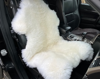 Genuine Sheepskin Car Seat Cover: Universal Furry Front Seat