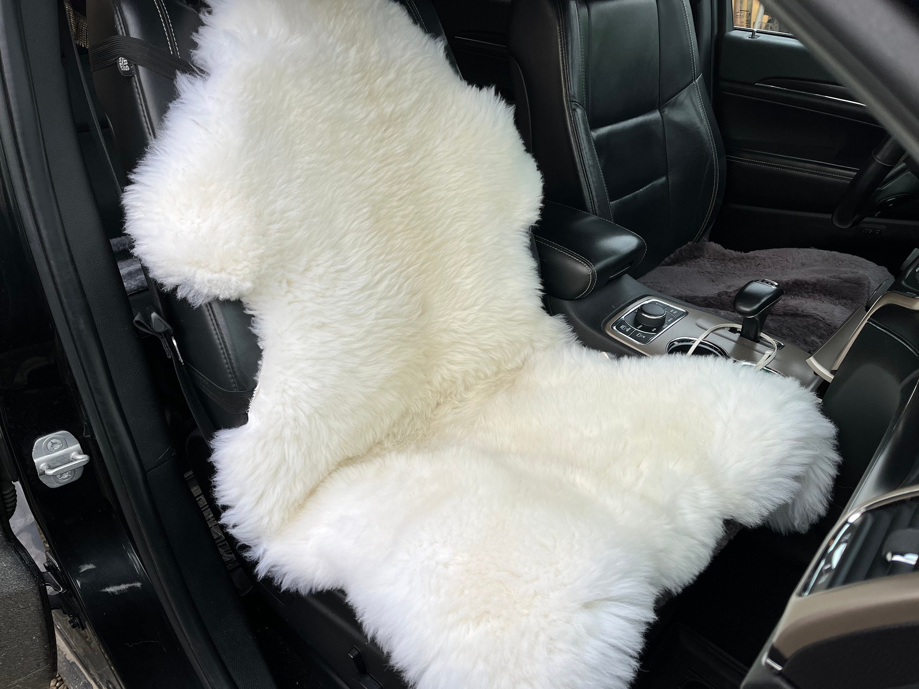 Royal Blue fluffy faux fur car headrest covers 1 pair