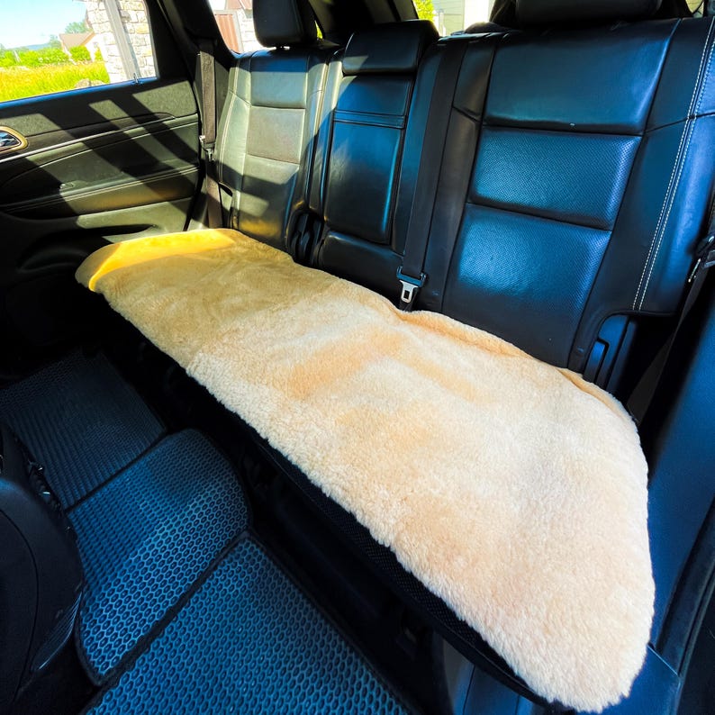 Sheepskin Car Seat Cover Beige Full Set, Genuine Universal Real