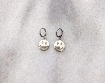 Silver smiley earrings