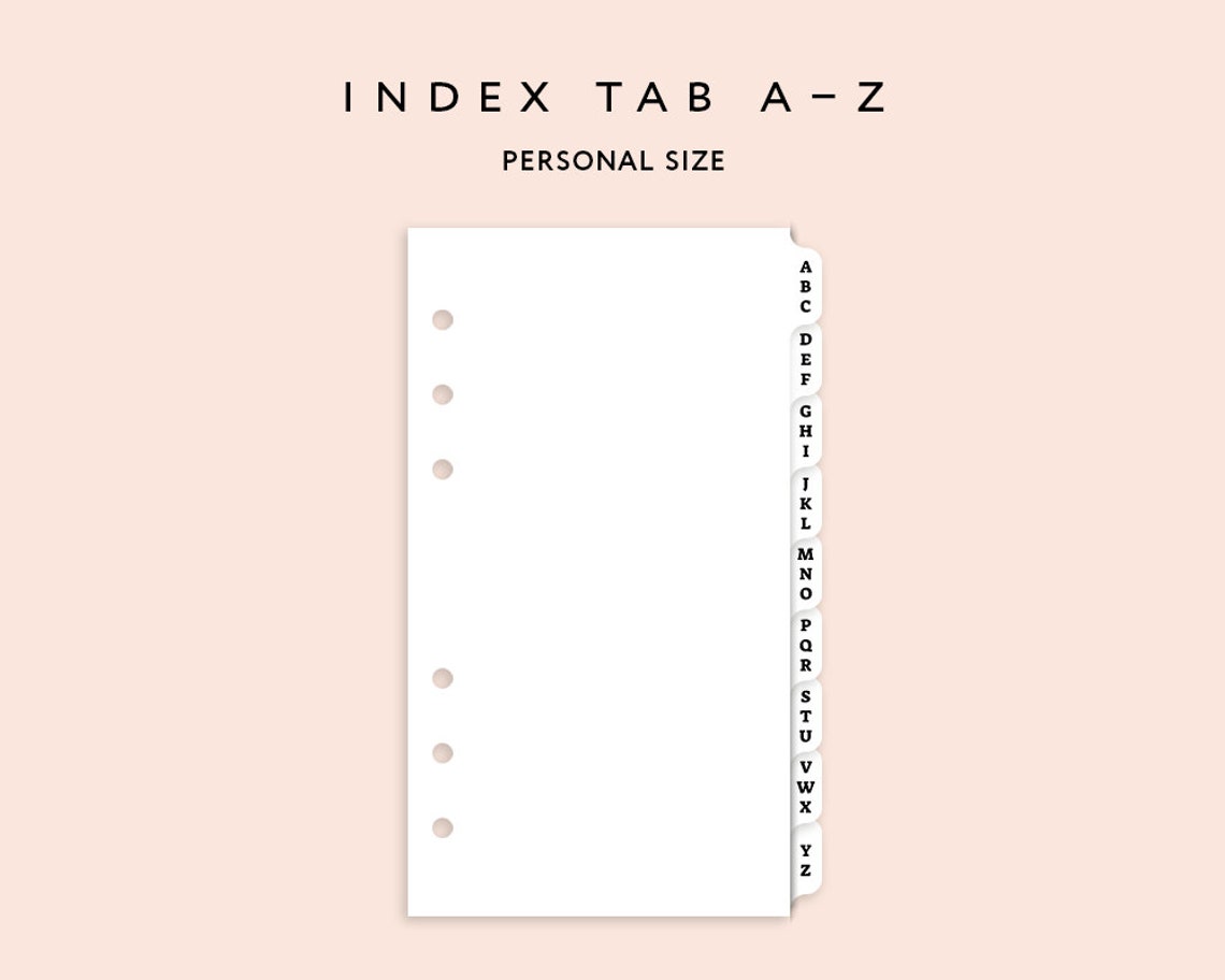 Planner Insert Alphabet Index Tabs Printable Planner Etsy