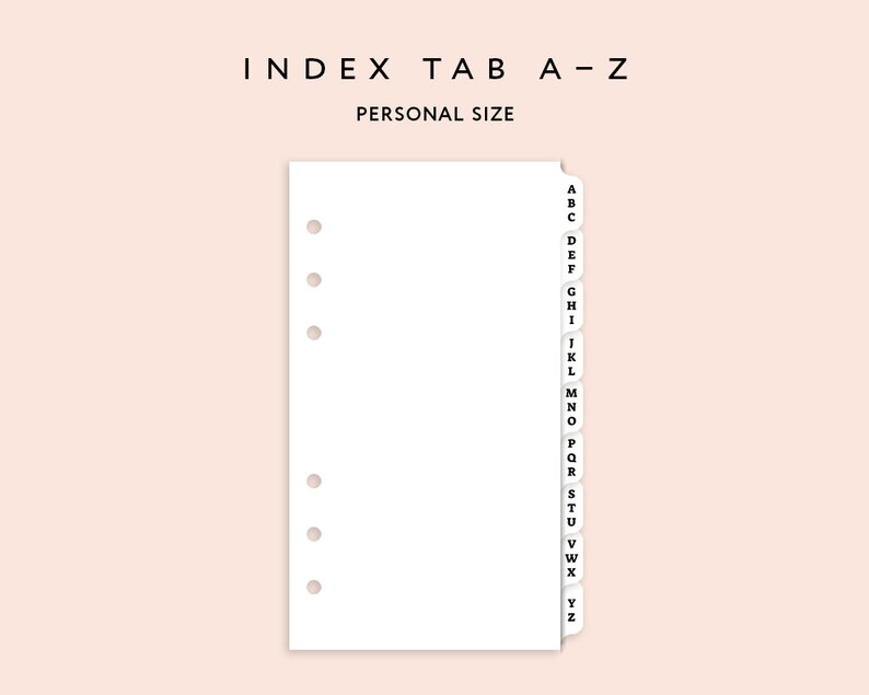 planner insert alphabet index tabs printable planner etsy
