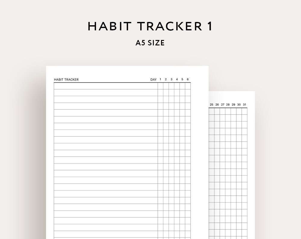 Habit Tracker Printable A5 Planner Inserts Pdf | Etsy