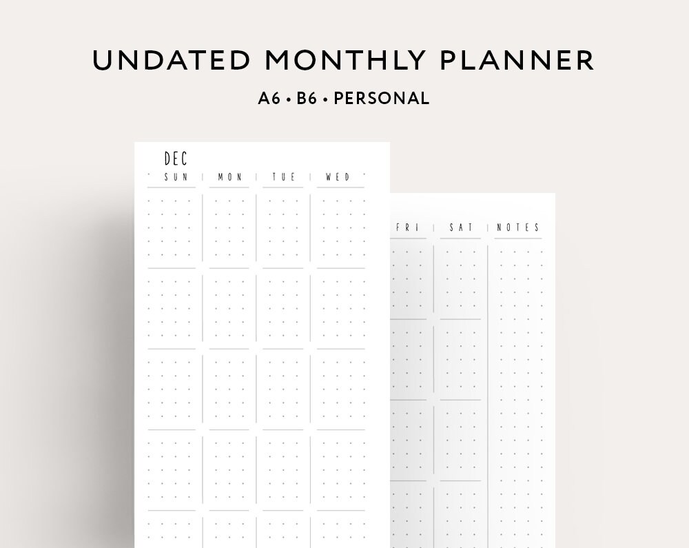 Bullet Journal Monthly Planner Undated Printable Planner | Etsy