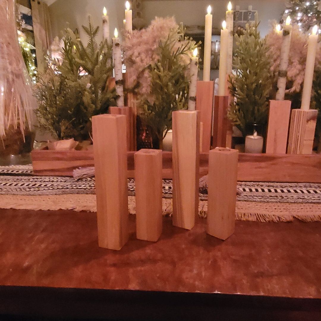 Wood Taper Candle Holders Etsy