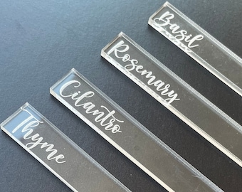 Custom Engraved Acrylic Plant Markers - Modern Herb Markers