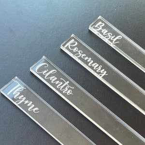 Custom Engraved Acrylic Plant Markers - Modern Herb Markers