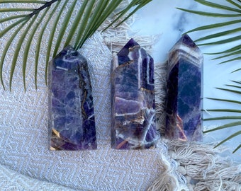 Large Amethyst Chevron Polished Point Tower